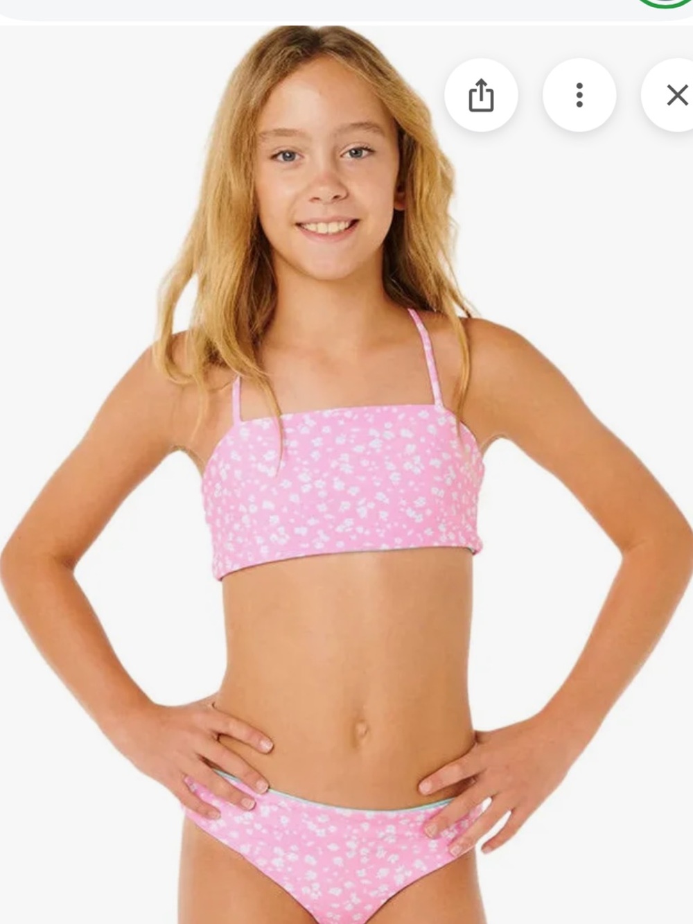 Rip Curl Teal Floral Reversible Bikini Top with Pink Straps